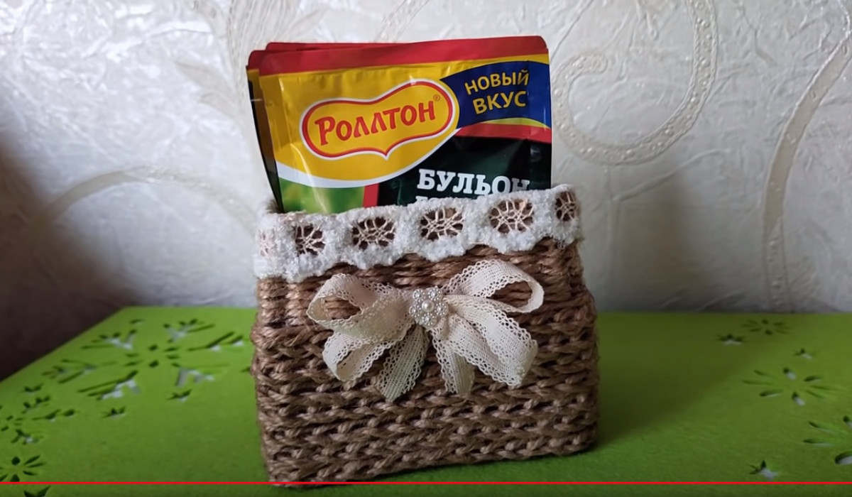 Коробка для специй из джута. Декор кухни