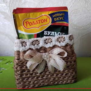 Коробка для специй из джута. Декор кухни